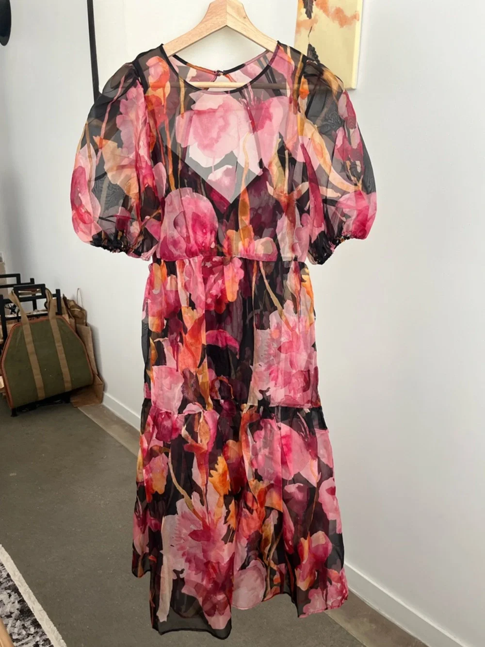 By Anthropologie Puff-Sleeve Organza Midi Dress - Picture 6 of 9